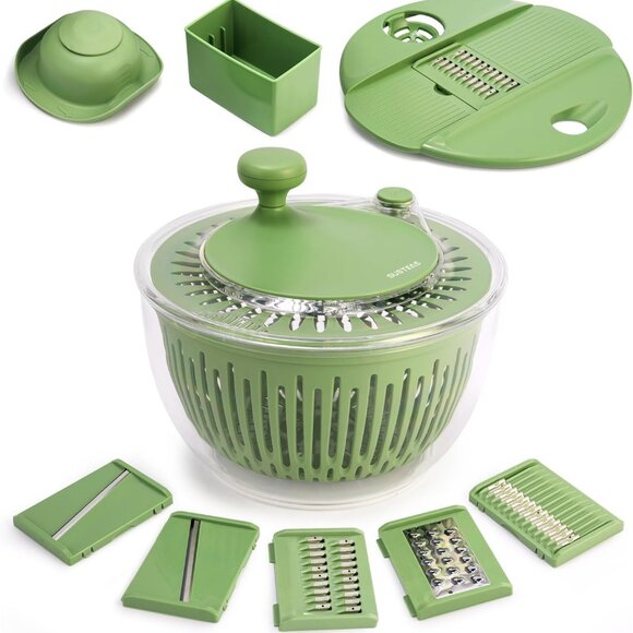 SUSTEAS Salad Spinner Large – 4.25Qt, Vegetable & Fruit Wash Bowl with 5-Blade - Picture 1 of 9